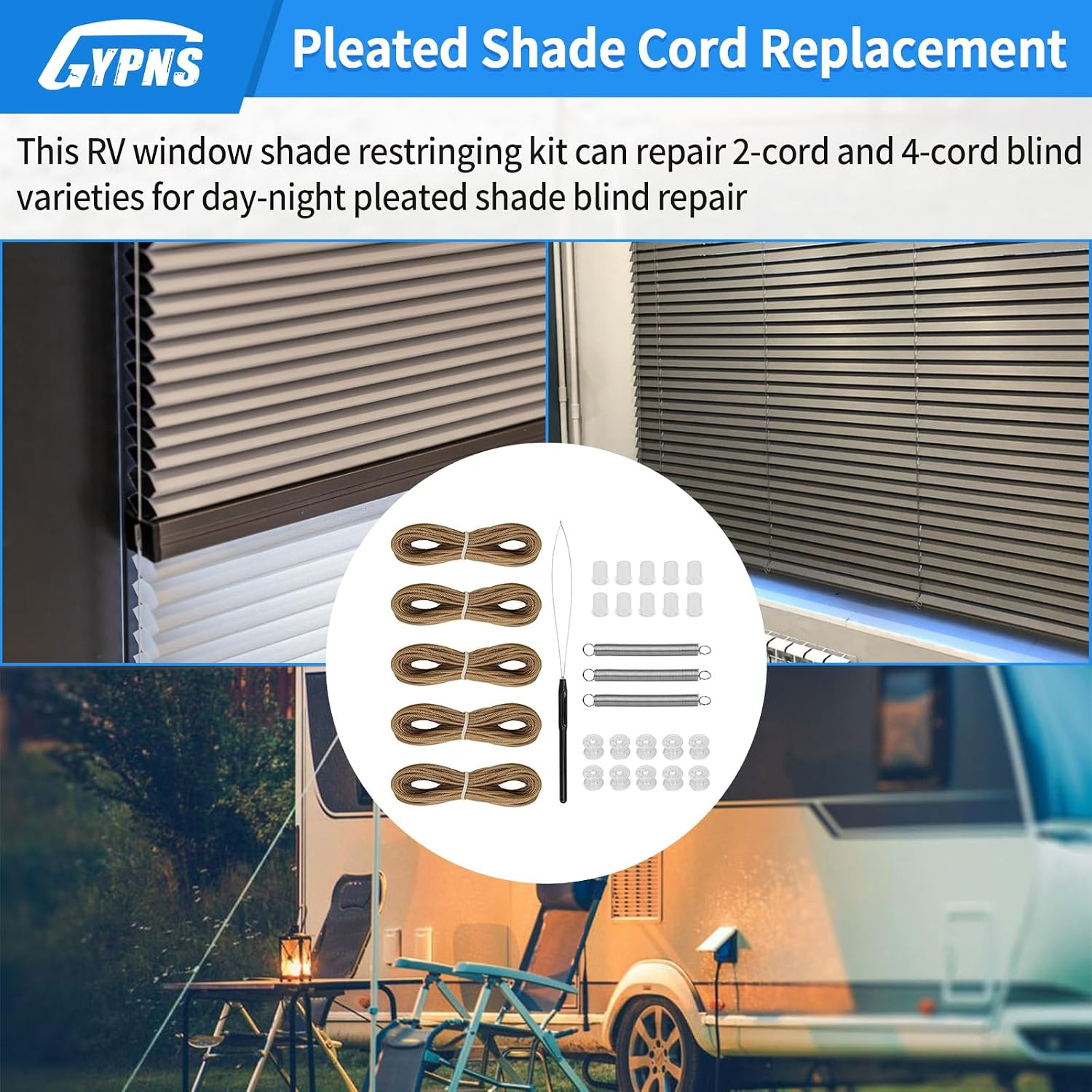 RV Pleated Shade Repair Kit Fit for Camper Blinds and Pleated Shade Downs Spool