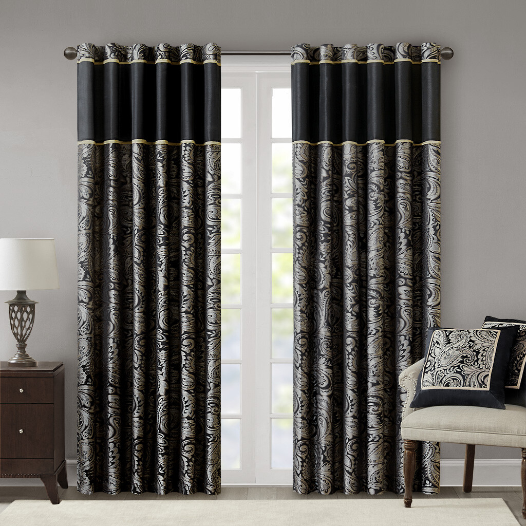 Madison Park Aubrey Jacquard Curtain Panel Pair 50×108 50×84 50×95