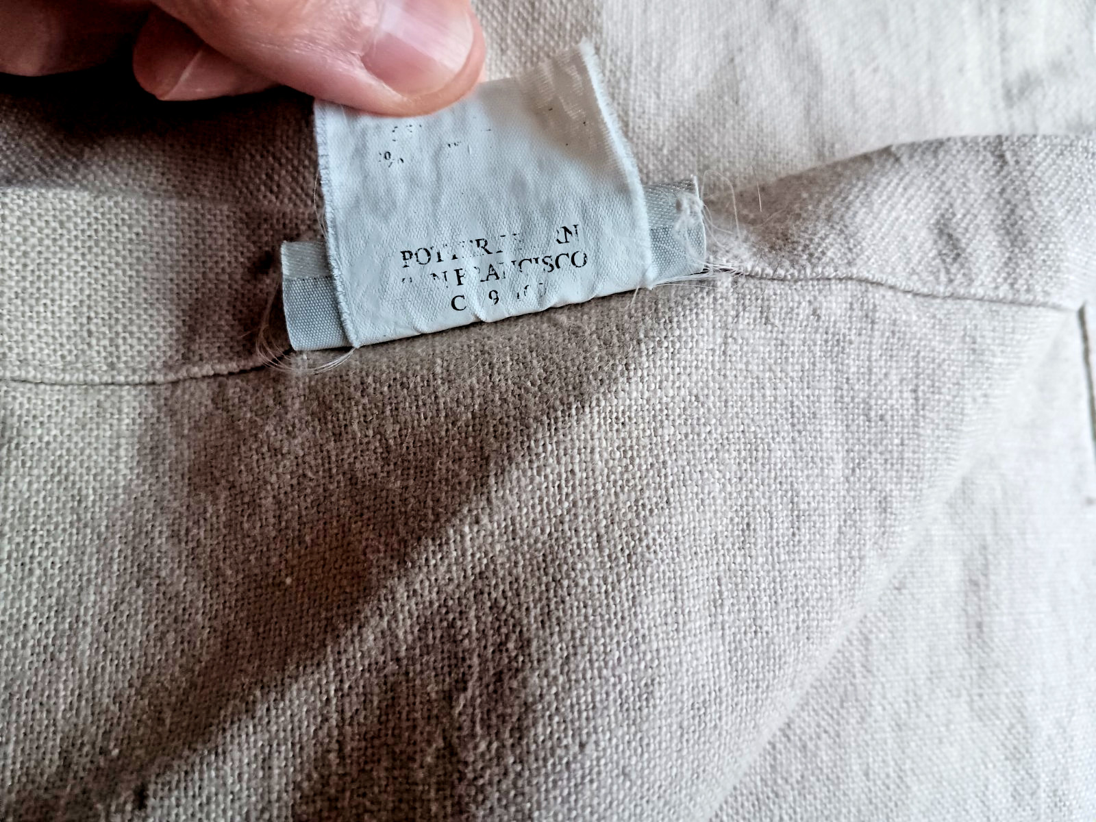 Pottery Barn Curtains Panels Pair 51×76 Linen Cotton Tan Tab Top Unlined