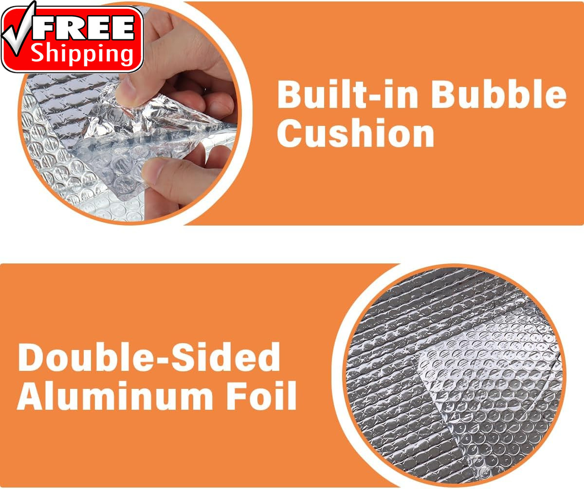 Double Reflective Insulation Roll, 47 in X 10 FT Window Insulation for Summer He
