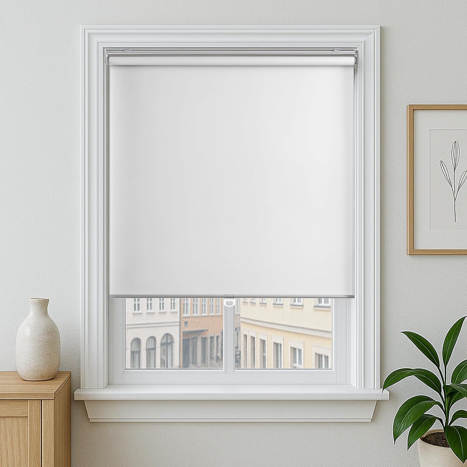 Cordless Blackout Roller Shades – Thermal Insulated White Blinds 38″ W X 72″ H