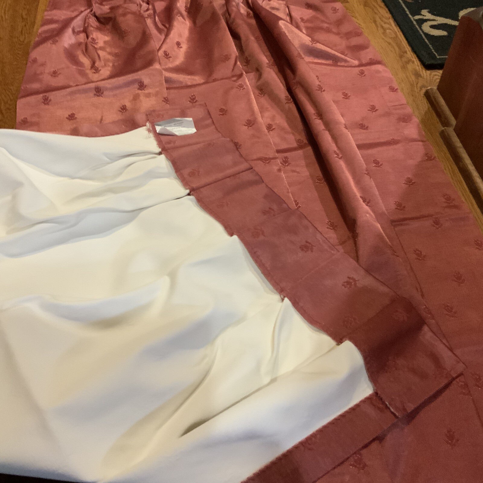 Drapes Room Darkening Mauve Floral Print each panel 24in Wide 60in Long Pennys