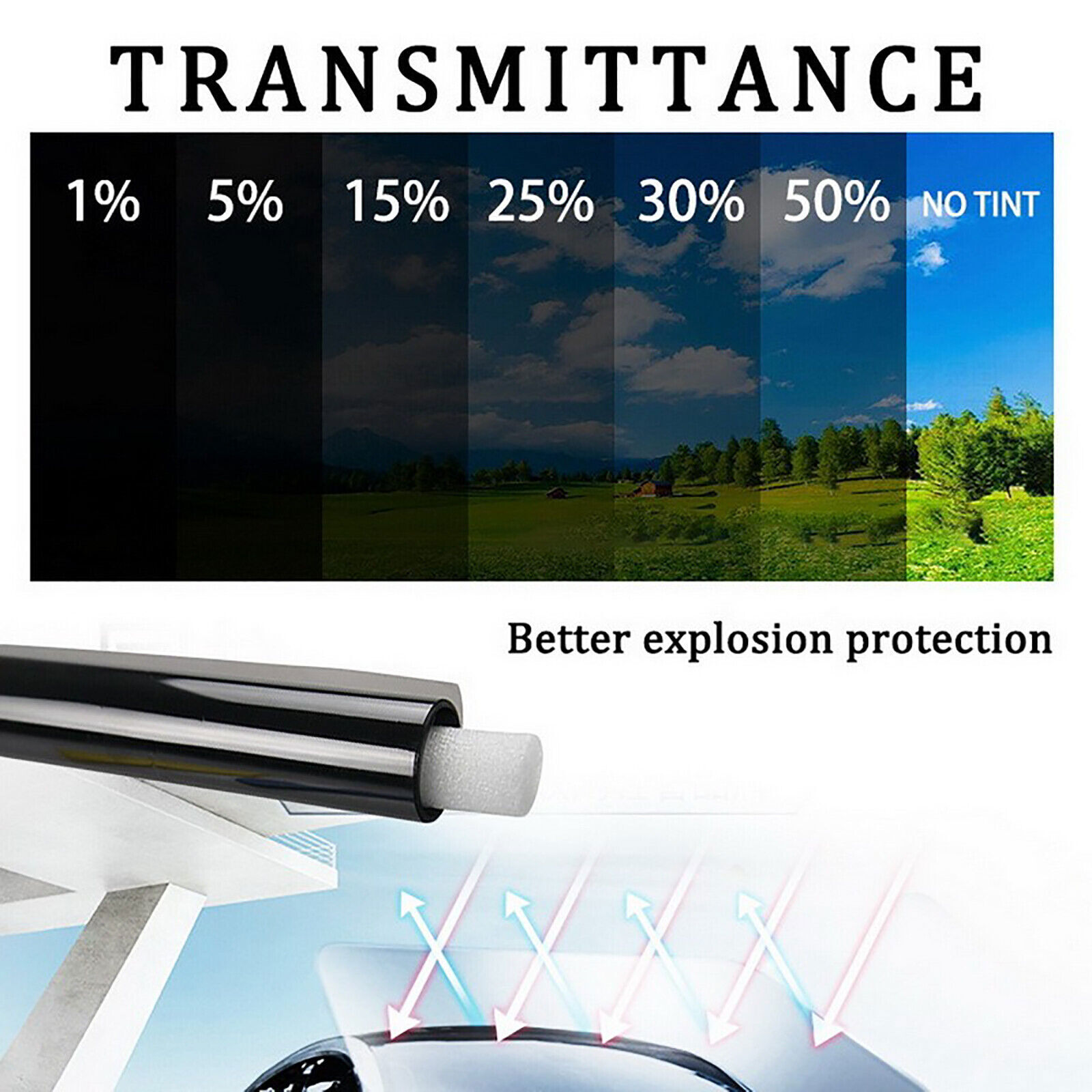 600CM Uncut Roll Window Tint Film 5% 15% 25% 35% VLT Feet Car Home Office Glass