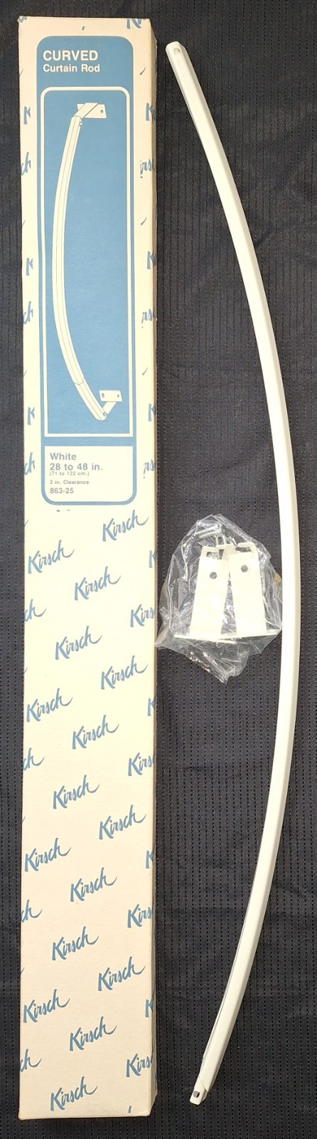 Kirsch White Curved Curtain Rod 28 To 48″ ~ NOS