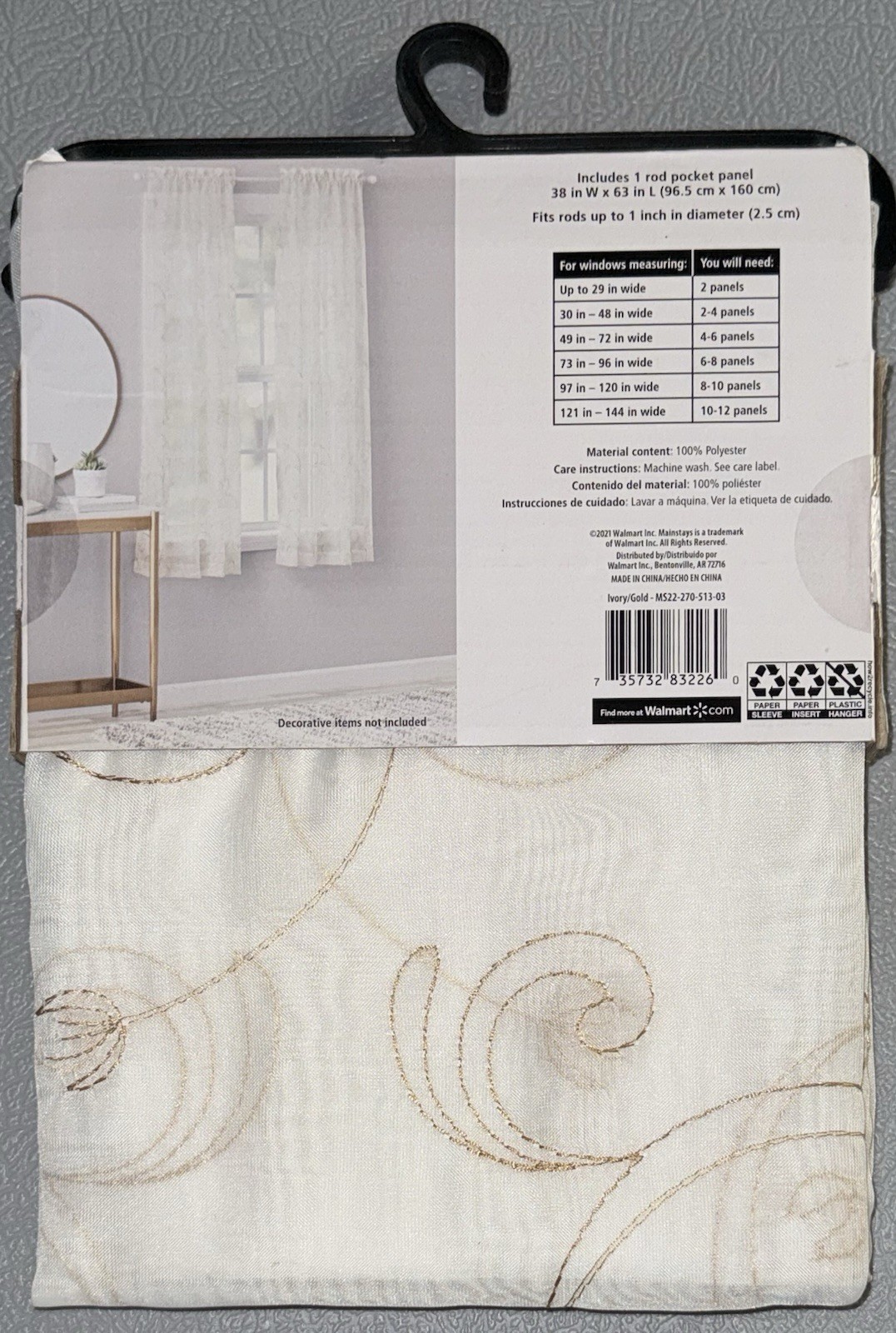 63 inch sheer panel Curtain *NEW*