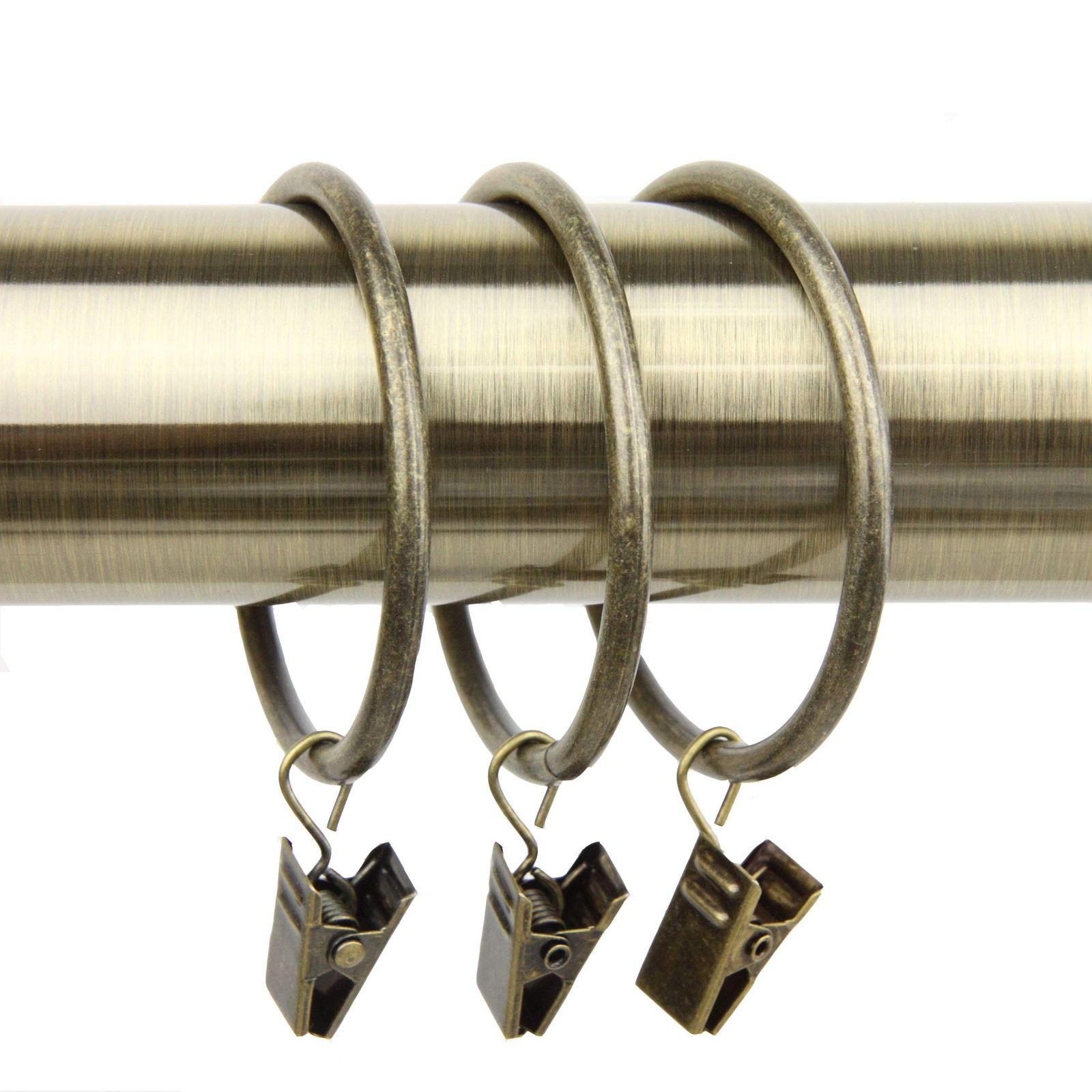 2 inch Curtain Rings w/Clip – Antique Brass
