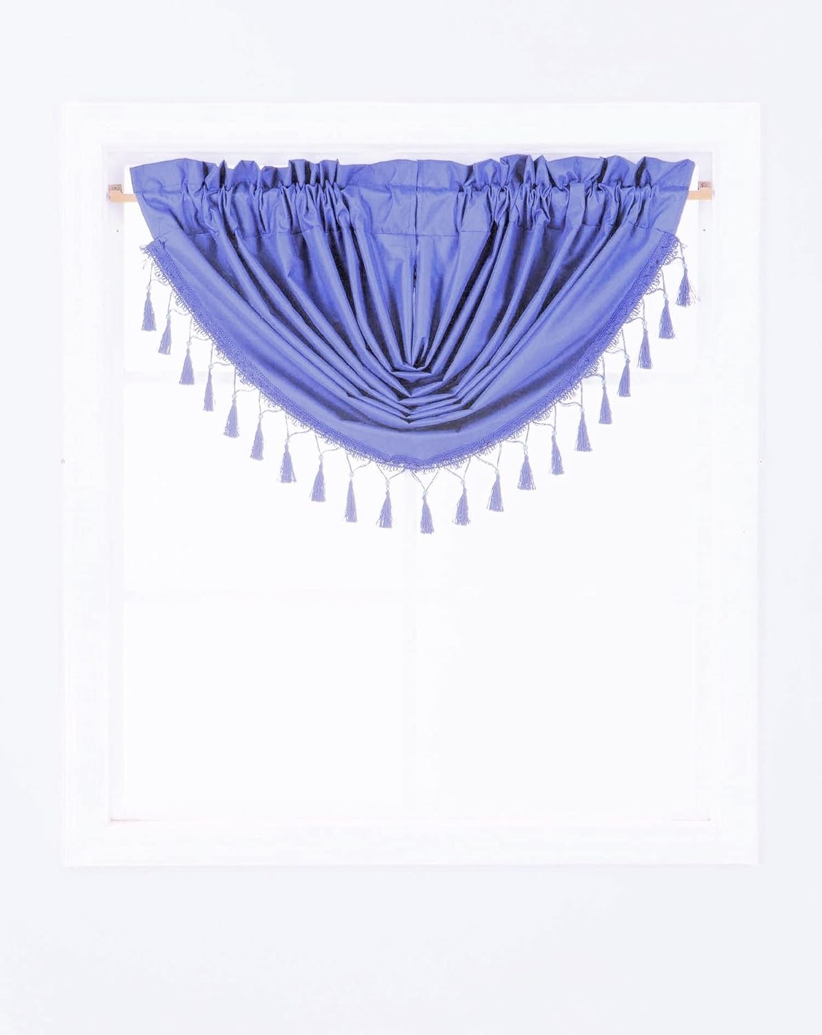 Microfiber Window Curtain Valance Swag with Tassels and Waterfall Rod Pocket