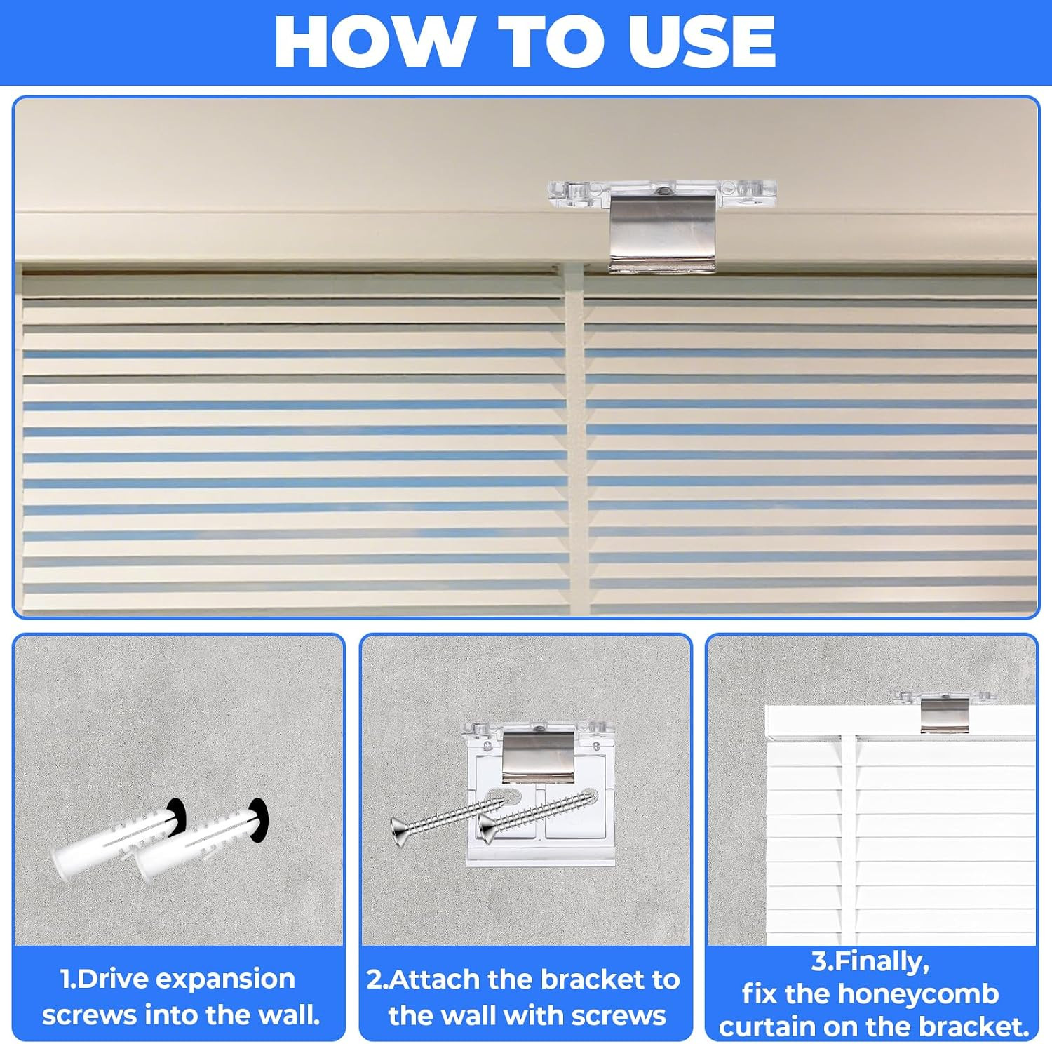 4 Pack Mounting Bracket with Metal Clip, Cordless Shade Bracket Mini Blind Brack