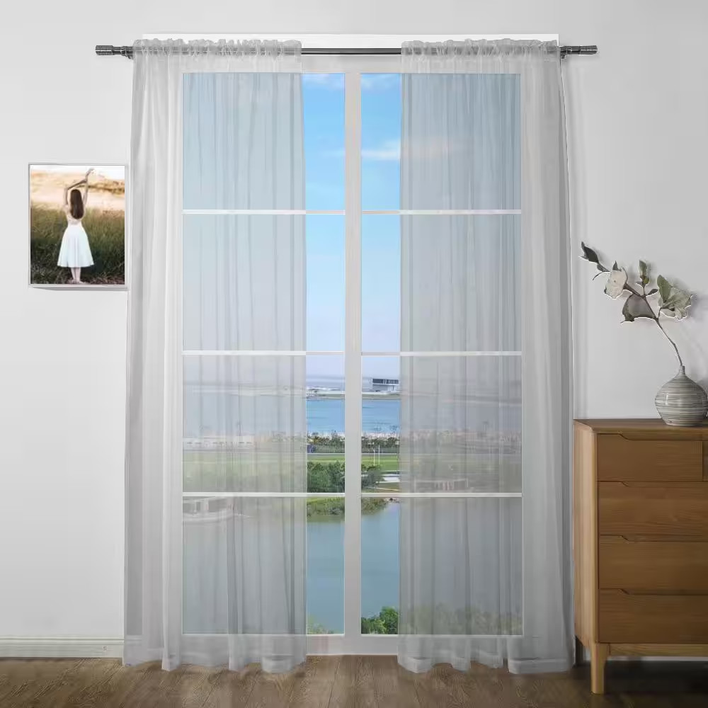 Indoor/Outdoor Mosquito Netting Curtain 63 In. X 108 In. Gary Sheer Curtain (Set