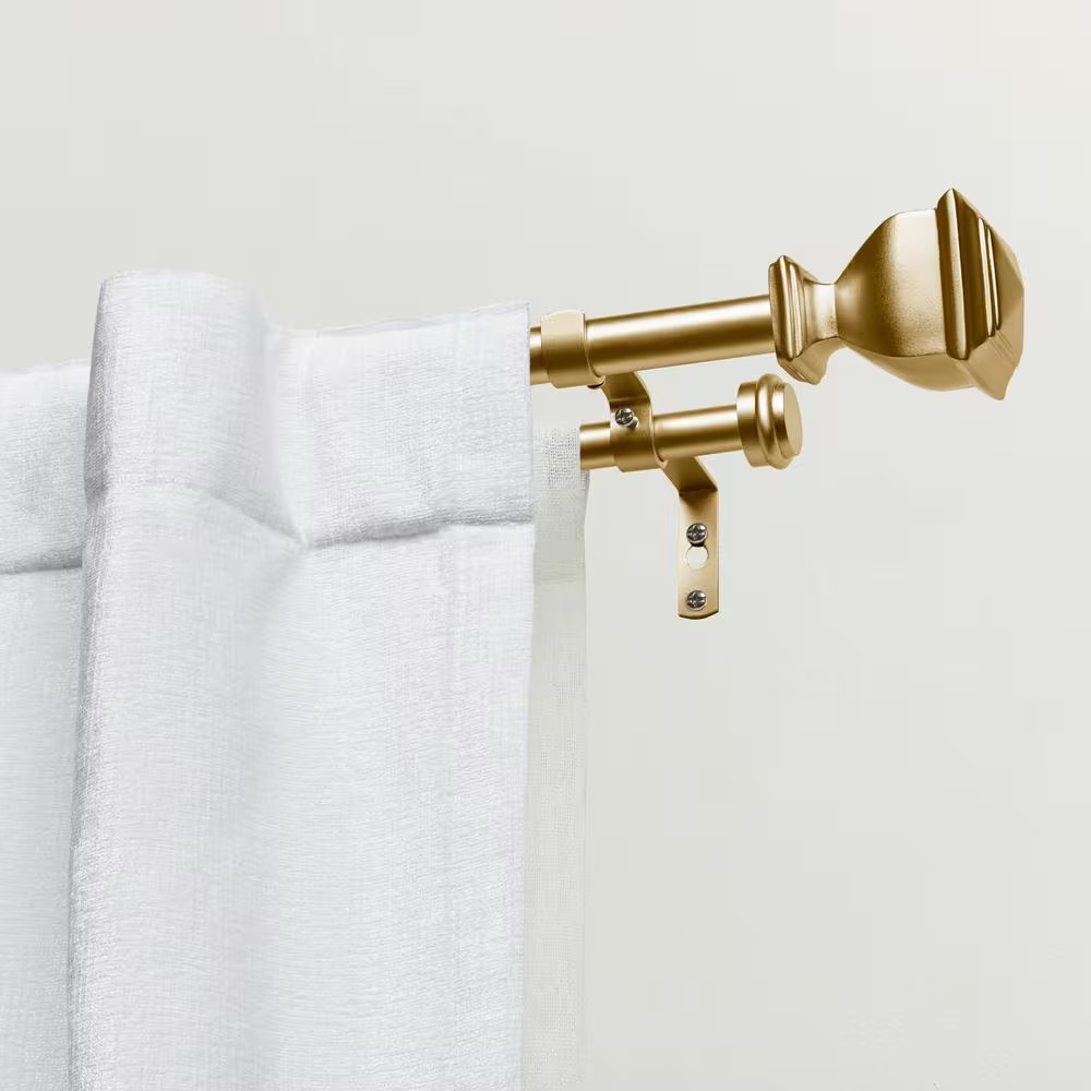 Napoleon 66 In. – 120 In. Adjustable 3/4 In. Double Curtain Rod Kit in Gold with