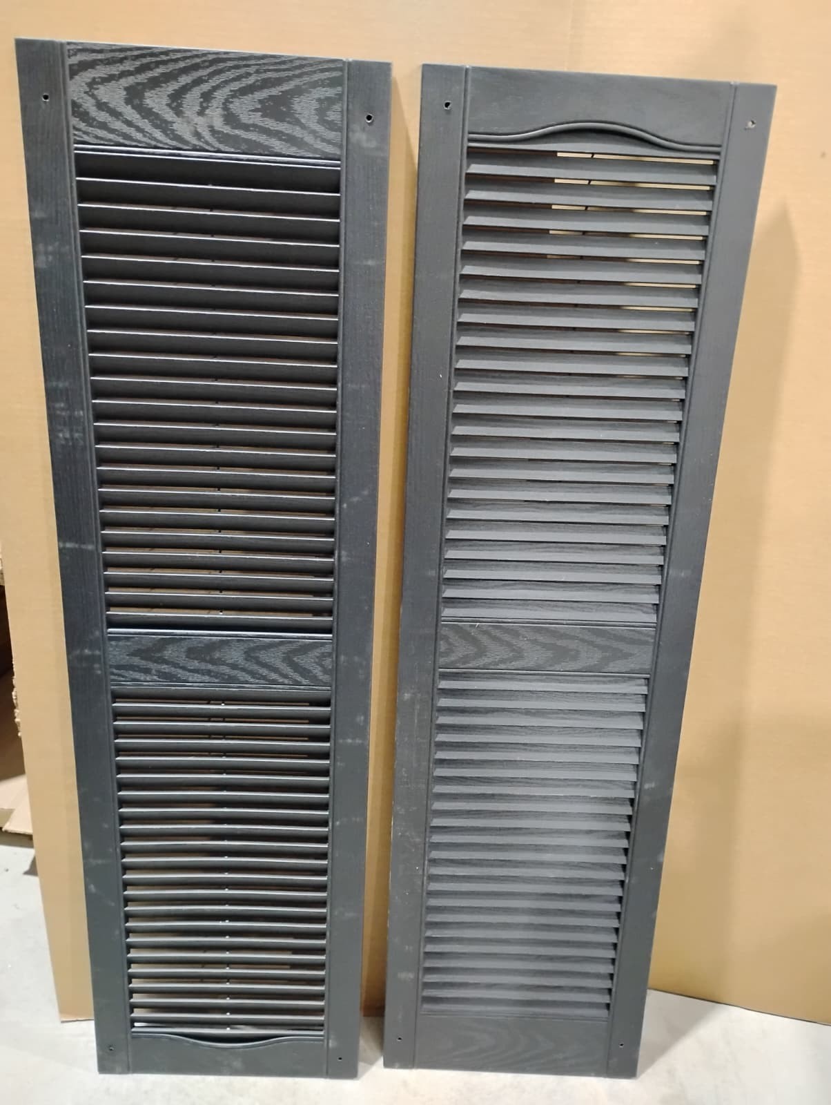 Ekena Millwork Vinyl Open Louver Shutters 14.5in W x 52in H Black Pair Durable