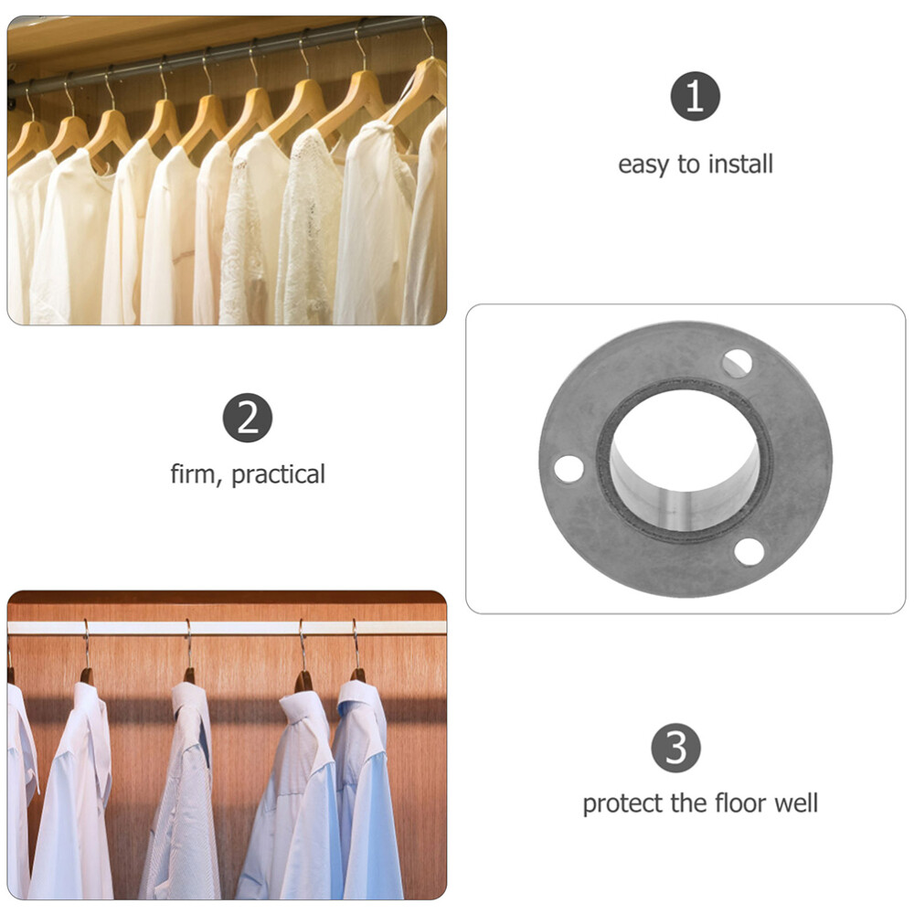 Stainless Steel Pole Flanges Shower Curtain Rod Holders Closet Rod Brackets