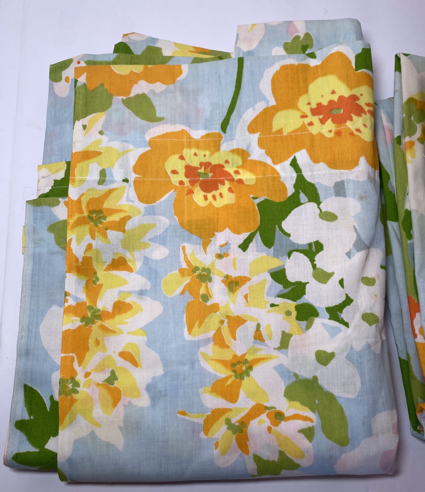 2 Flower Power Cotton Sheets Made Into Rod Pocket Curtain Panels TWO 96x66x2=132