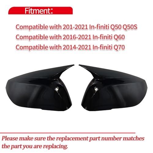 Gloss Black Side Mirror Caps for Accessories, Horn Style Driver & Passenger