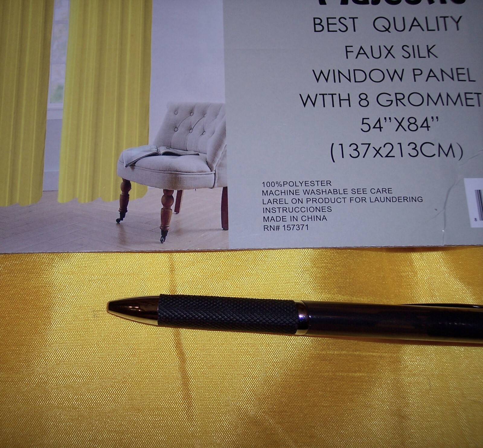 American Linen Maria Faux Silk Grommet Curtains Yellow-Gold 54”W x 84”L