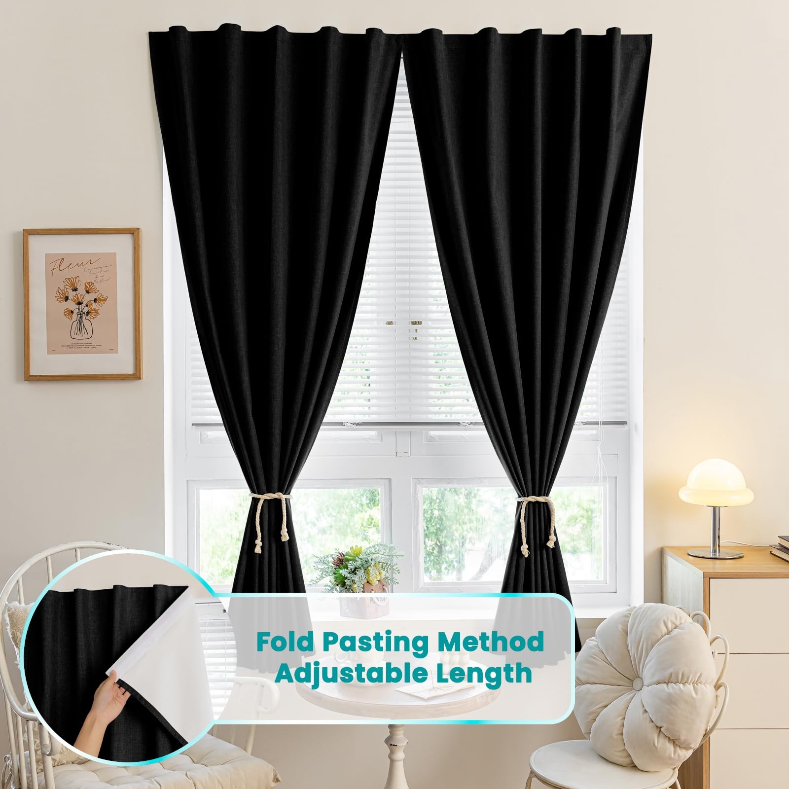 100% Blackout Tape Stick On Curtains Window Shades Pull Down Blackout Window …