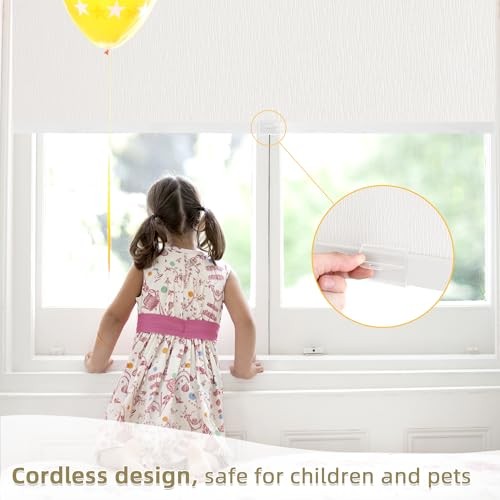 Cordless Blackout Roller Shades for Windows – Striped Free – 20″W x 72″H – White