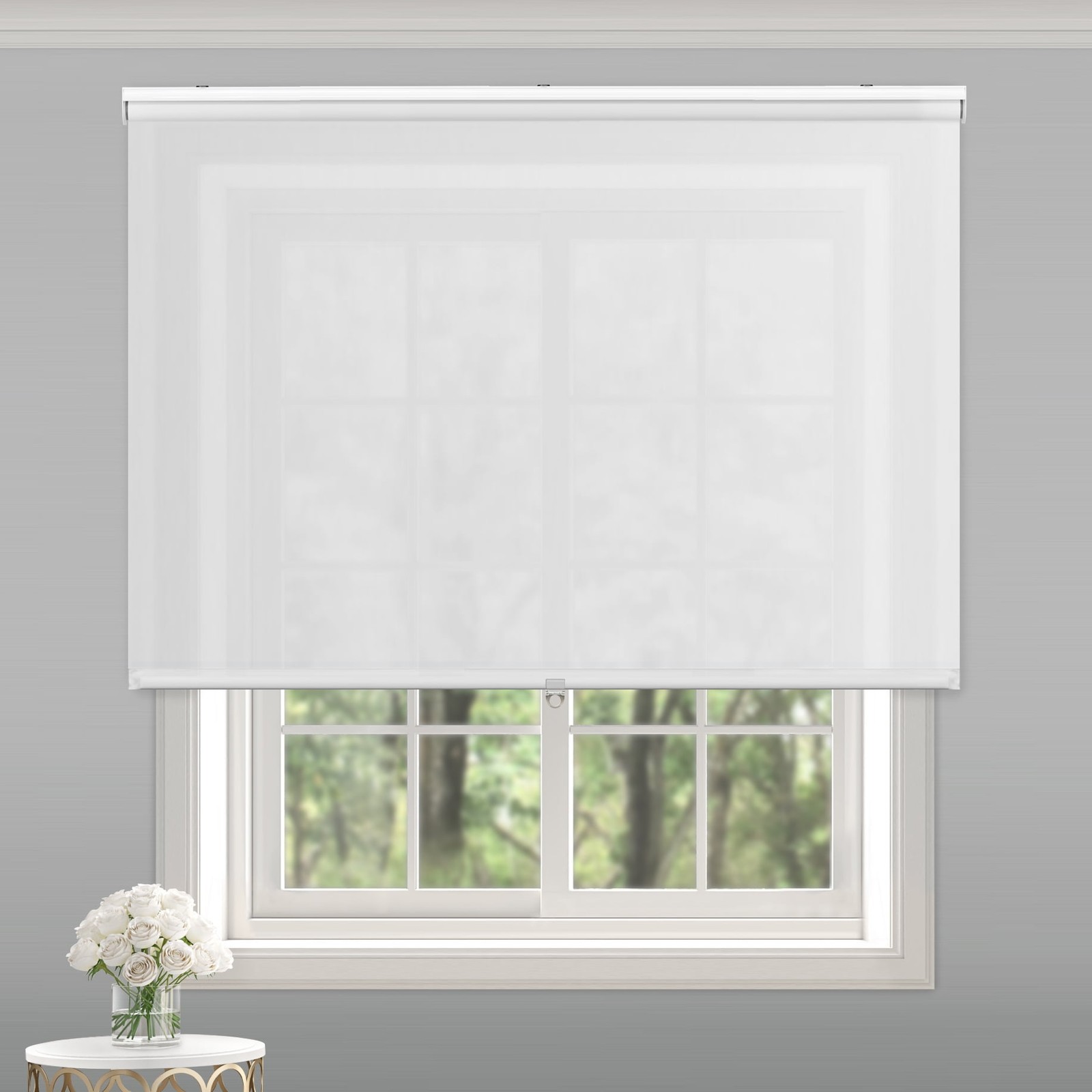 Light Filtering Slow Release Roller Shade 35″ W x 72″ L White