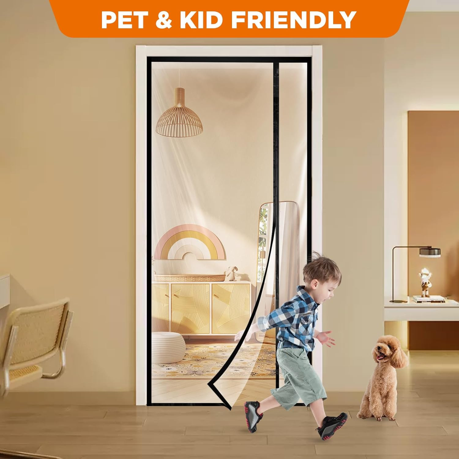 Transparent Thermal Insulated Door Curtain, Reversible Left or Right Side Openin