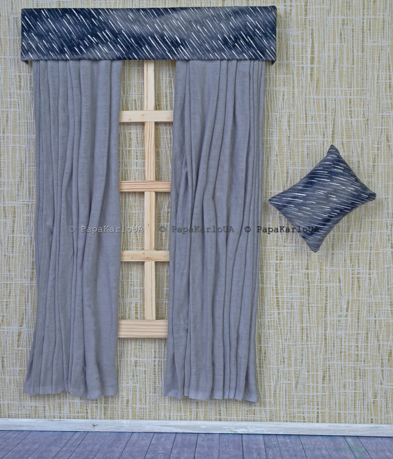 Curtains and windows for dollhouse 1:6 Barbie-scale 12 inch dolls accessories
