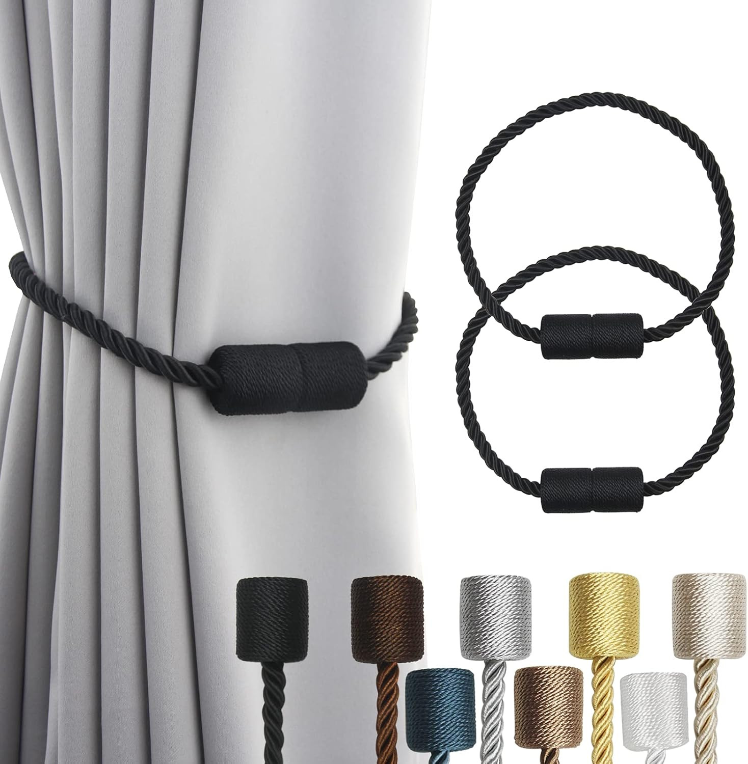 4 Pack Strong Magnetic Curtain Tiebacks Outdoor Elegant Decorative Tie Backs Mod