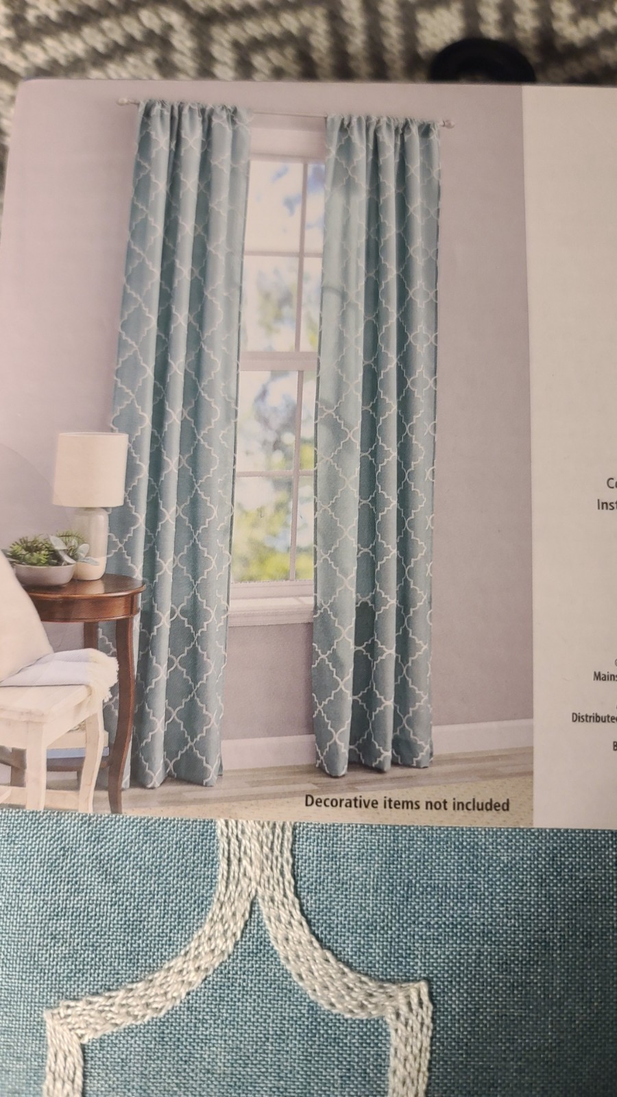 Mainstays Aqua Lattice Embroidered Light Filtering Rod Pocket Panels 37×84 (2)