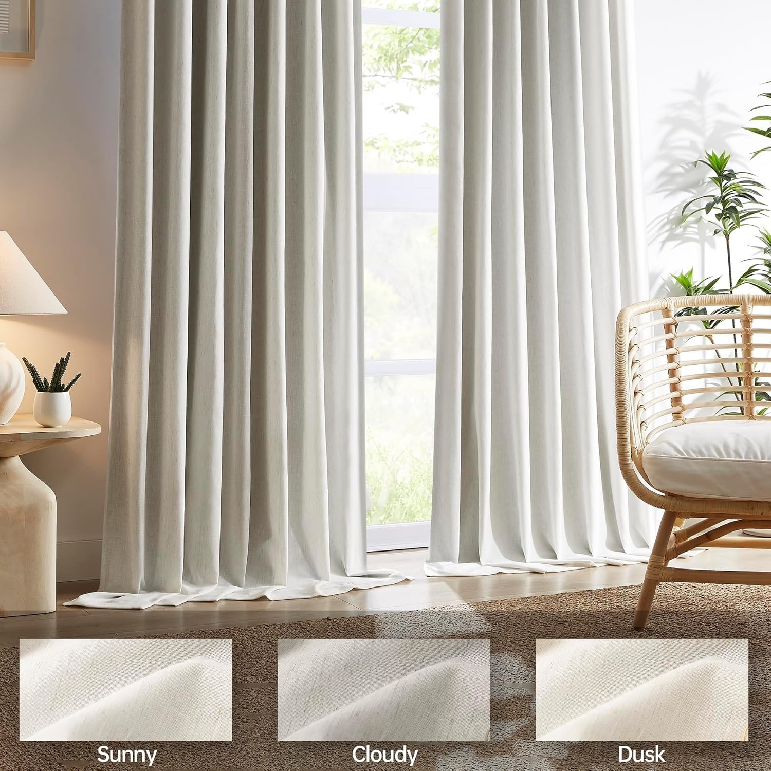 Pinch Pleat Linen Blend Curtains 108 Inch Long,Custom Made Floor to Ceiling Leng