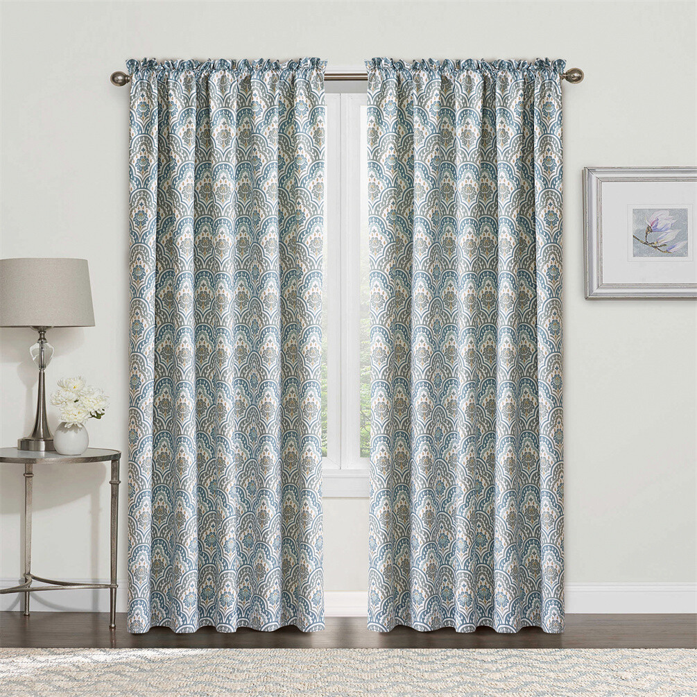 Geometric Floral Printed Curtains for Bedroom Drapes Vintage Curtain Panels 2x