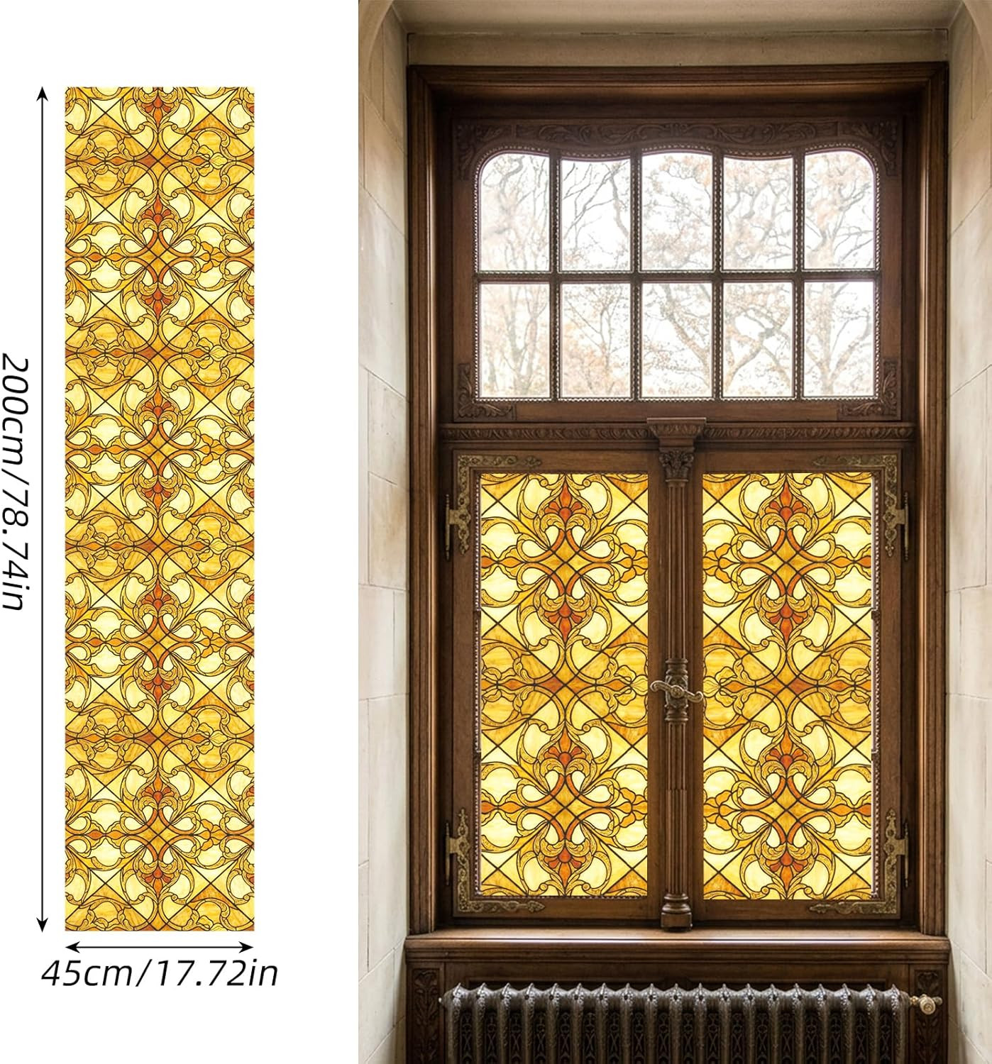 Window Privacy Film Stained Glass, 6 Pcs Vintage Static Cling Decorative Window