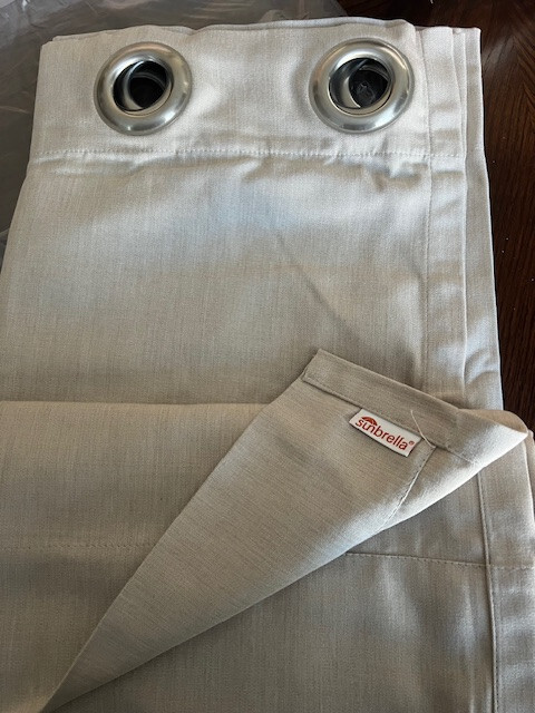 Brand New Sunbrella outdoor curtains 50 X 108, color Flax