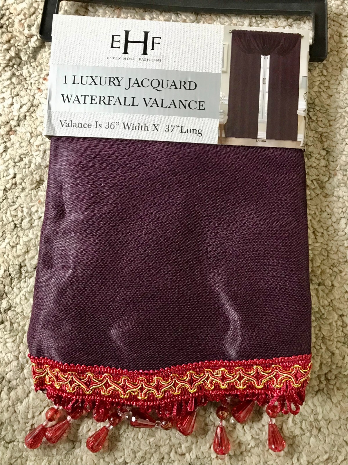 Beautiful Jeweled Luxury Jacquard Valances ~ 5 Different Colors Single Window