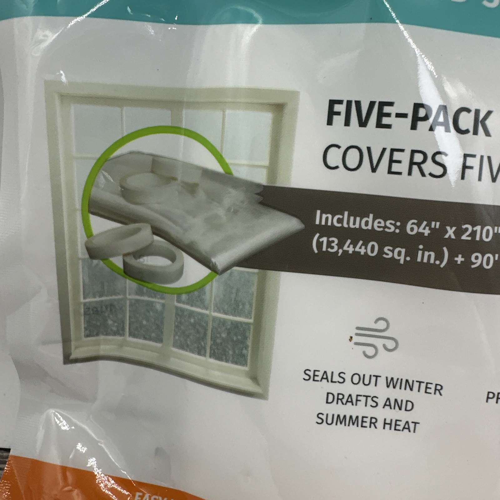 2 Packs Simply Conserve Insulating Window Film Kit Clear 5-Pack 36x60in Plastic