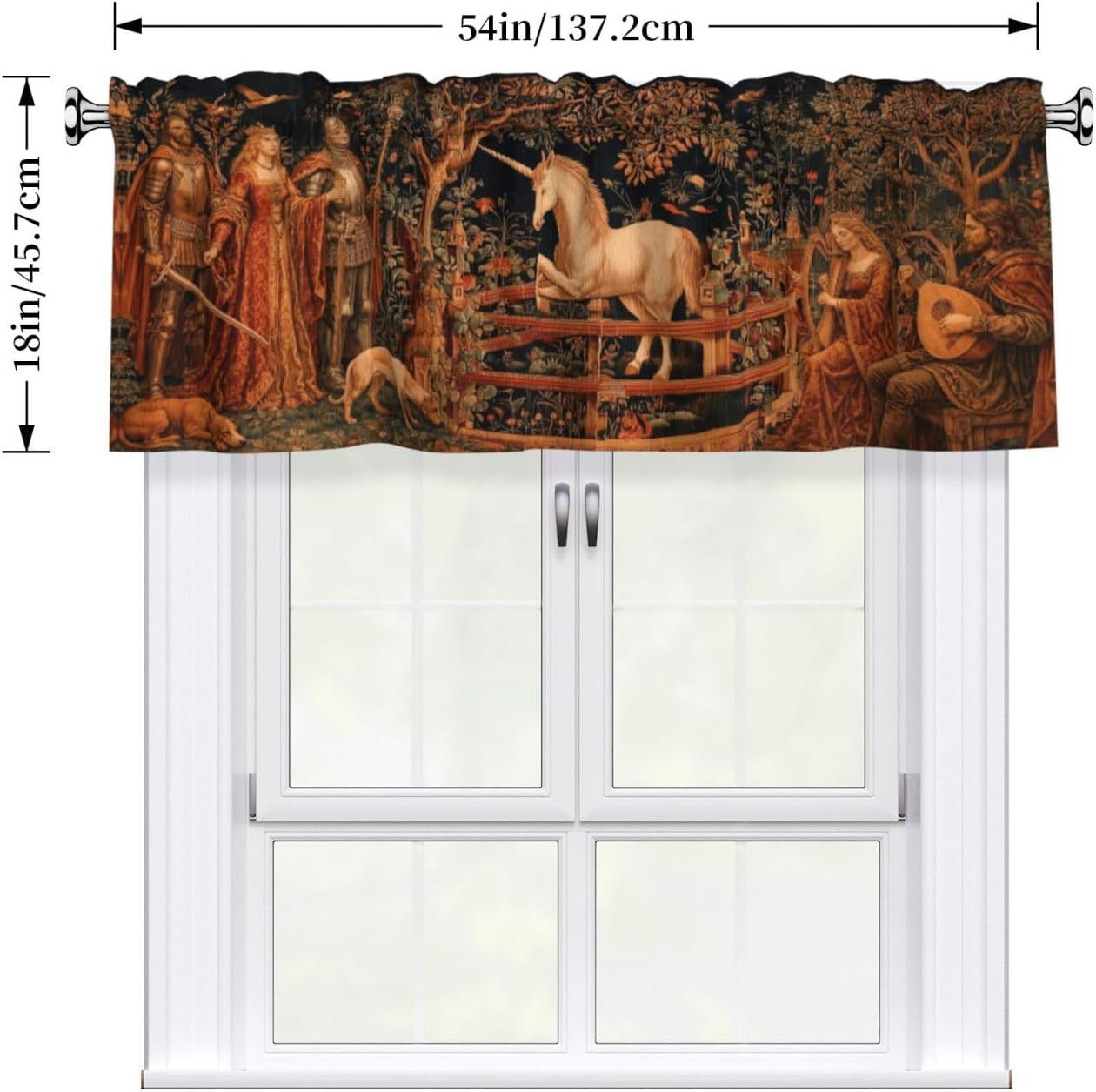 Medieval Tapestry Curtain Valance 54X18 Inches Window Treatment Rod Pocket Valan