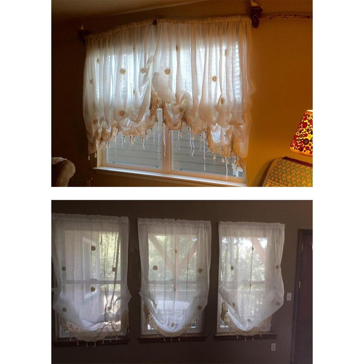 FADFAY Pastoral Style Adjustable Balloon Curtain Living Room Shade Curtain fo…
