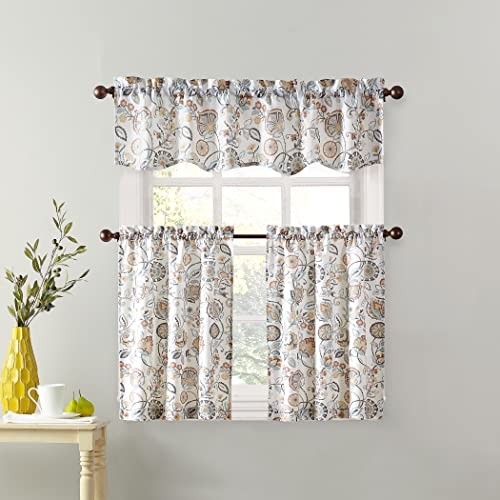 Signy Jacobean Pattern Semi-Sheer 54″W x 14″L (Pack of 1) White Traditional