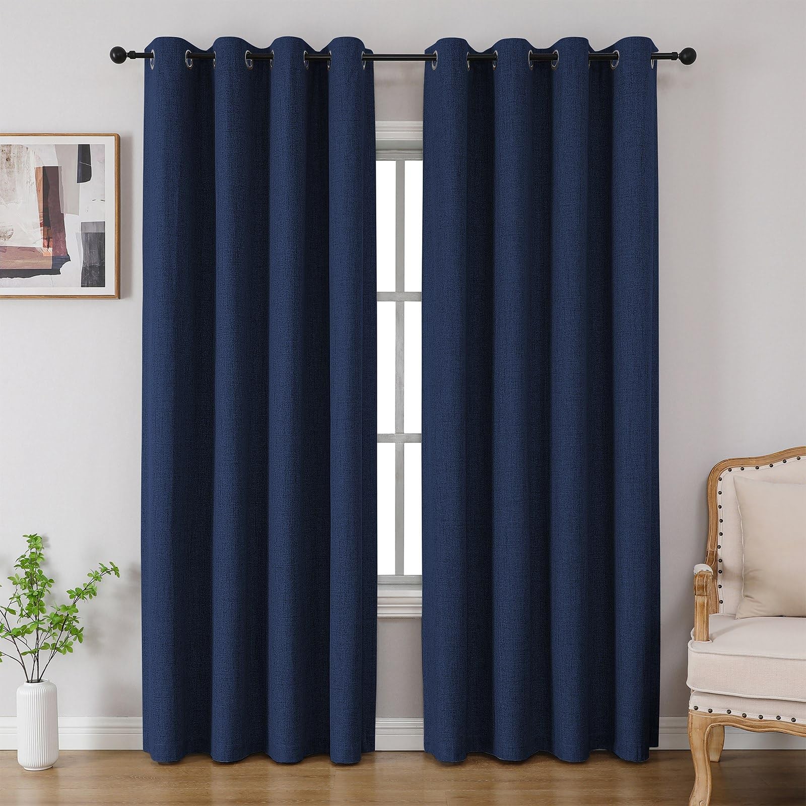Cucraf 100 Blackout Curtains 96 Inches Length 2 Panels Set Room Darkening Linen