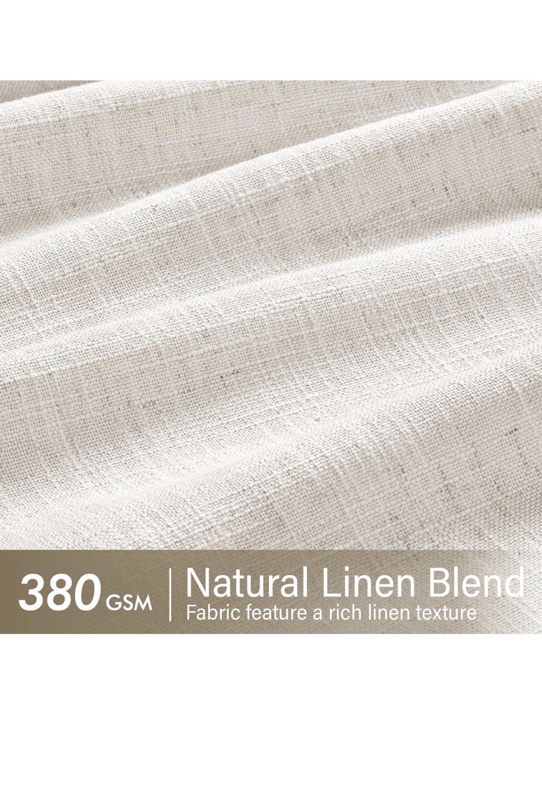 MIULEE 40×90 Beige Linen Blend Light Filtering Back Tab Curtain Panels