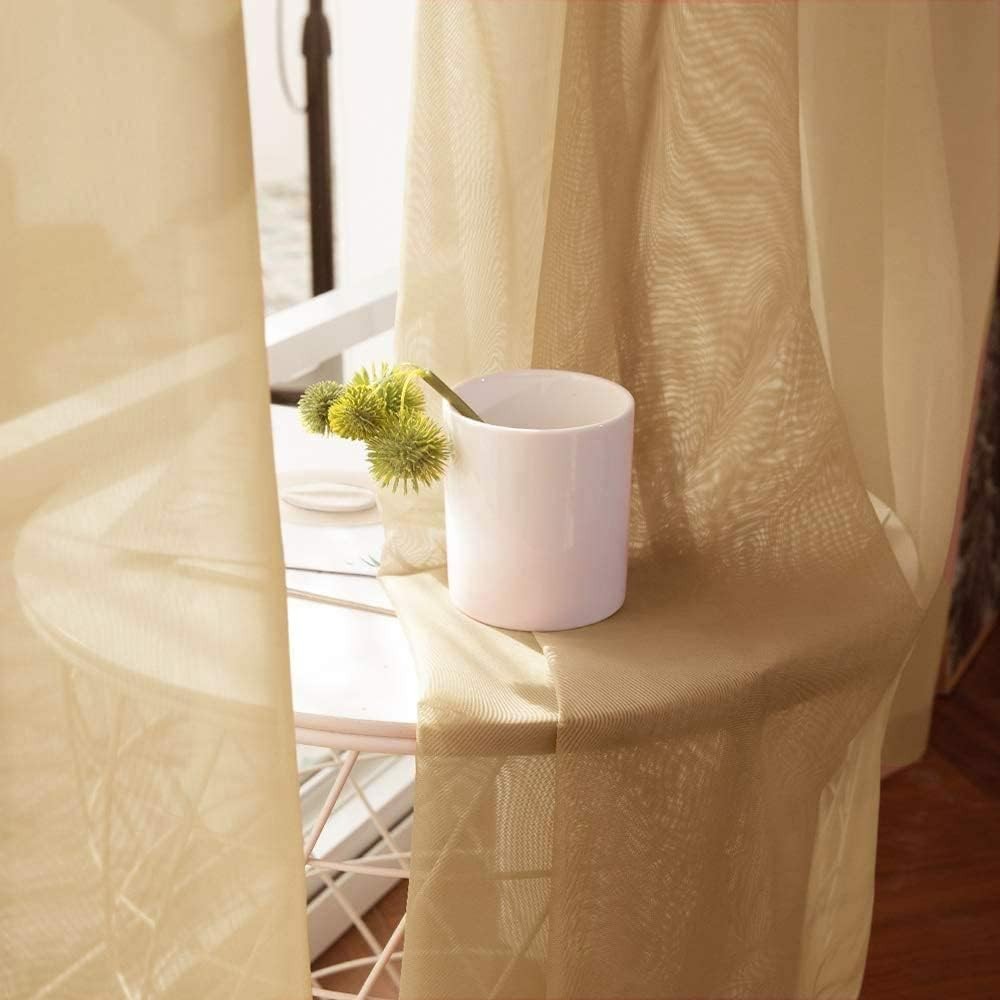 Sheer Lightweight Curtains 96 Inch Long in Taupe – Perfect for Stylish Interiors