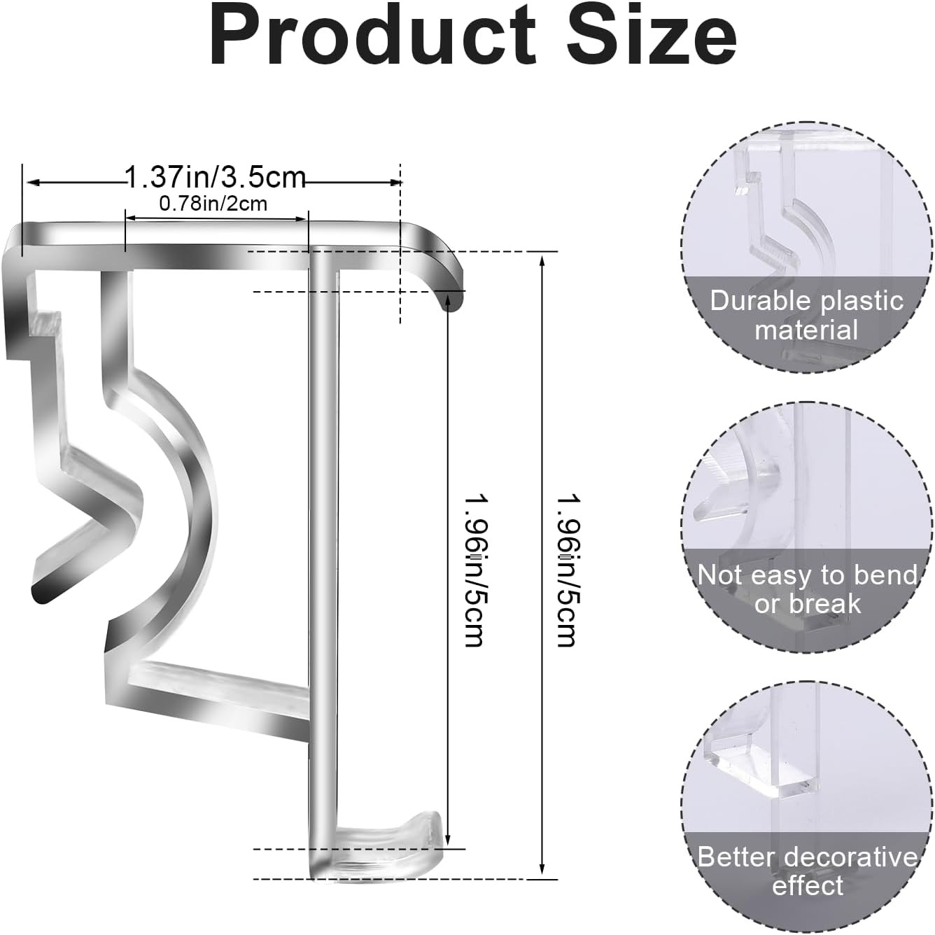 12 Pcs Valance Blind Clips Replacement Clear 2 Inch Plastic Hidden Clips for Hor