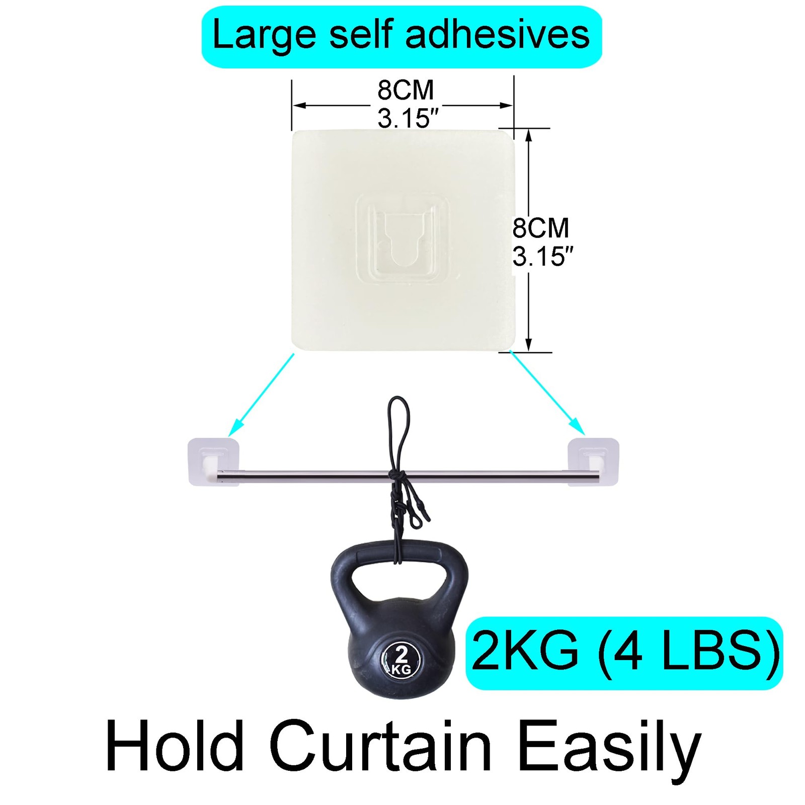 Type C 16″ – 39″ Self Adhesive No Drilling French Door Curtain Rod Petite cafe C