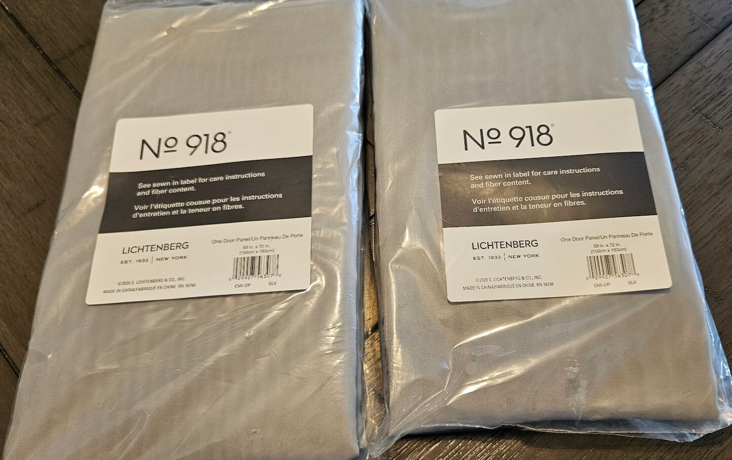 NEW No 918 Lichtenberg Sheer Door Panel Set Gray 59×72 Rod Pocket Window Curtain