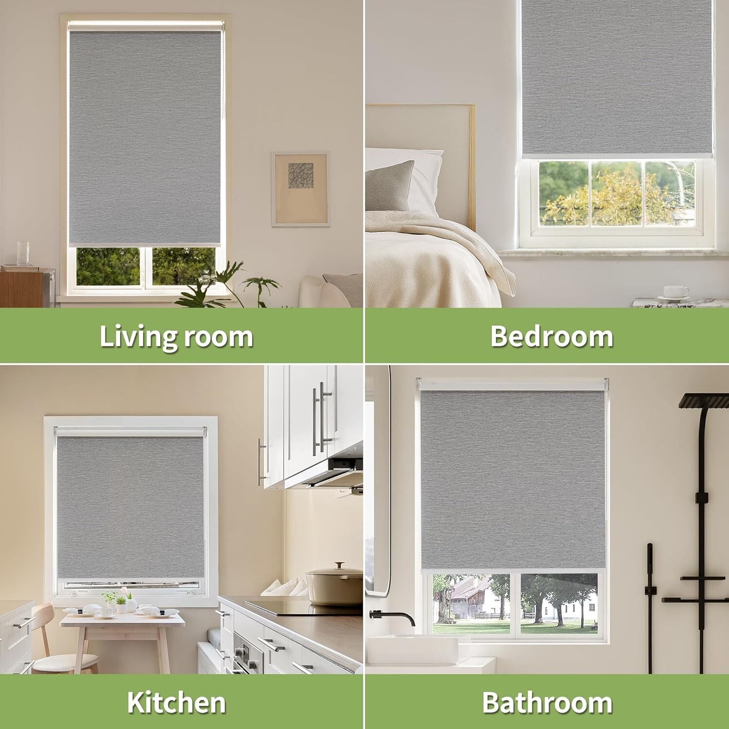 34″ W x 72″ H 100% Blackout Roller Shades for Indoor Windows w Thermal Insulated