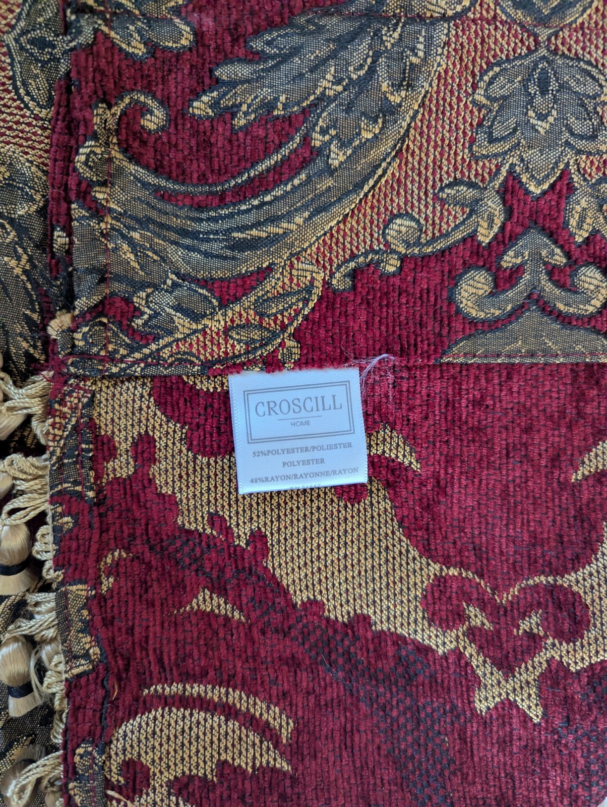 2 CROSCILL Imperial Empress CURTAIN Valances Brocade Red Gold Tassels Tapestry