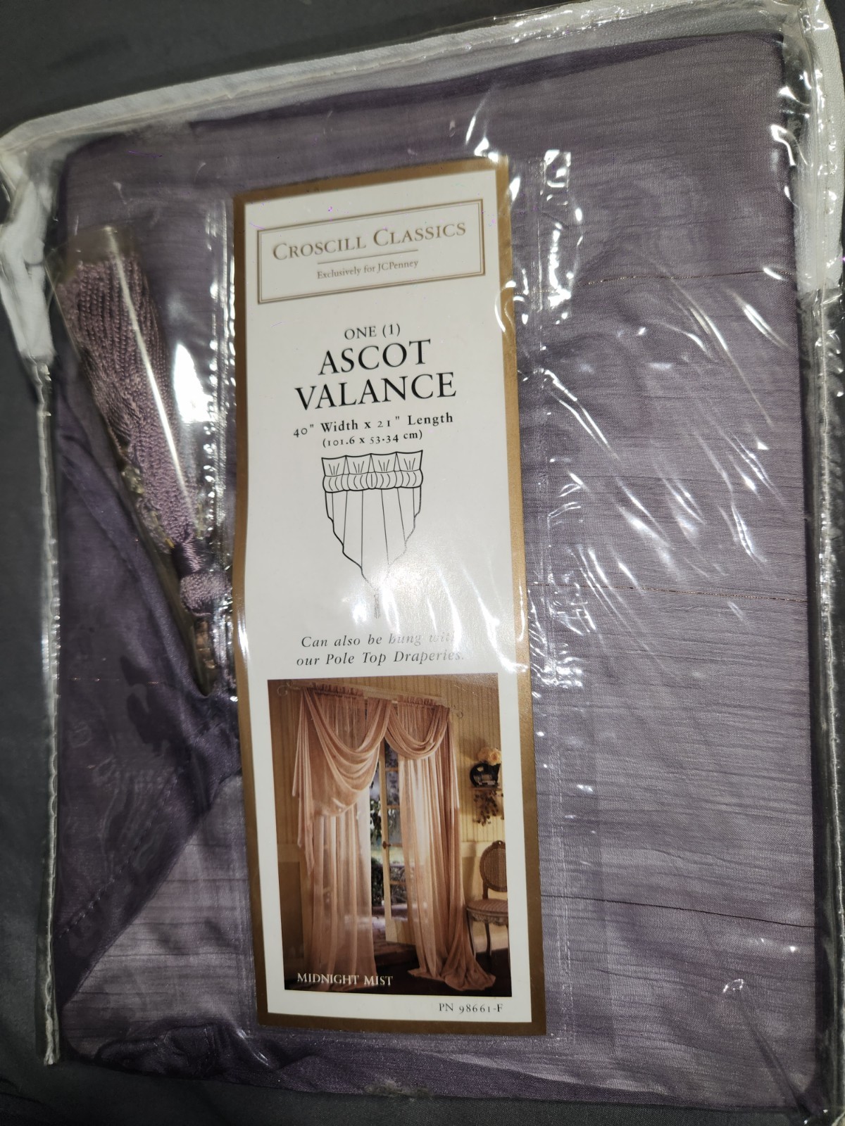 Croscill Classics Ascot Valance Midnight Mist Amethyst 40x21in Sheer Polyester