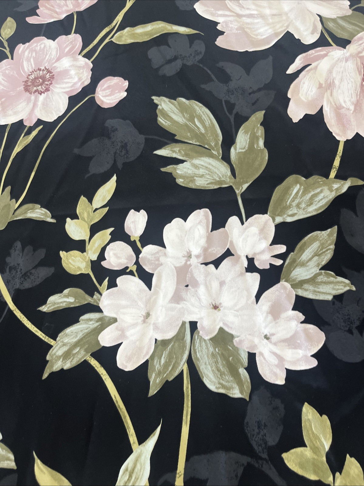 IKEA ROSENMOTT Blackout Curtains 2 Panels (1 pair) 57×98 Black Floral Polyester