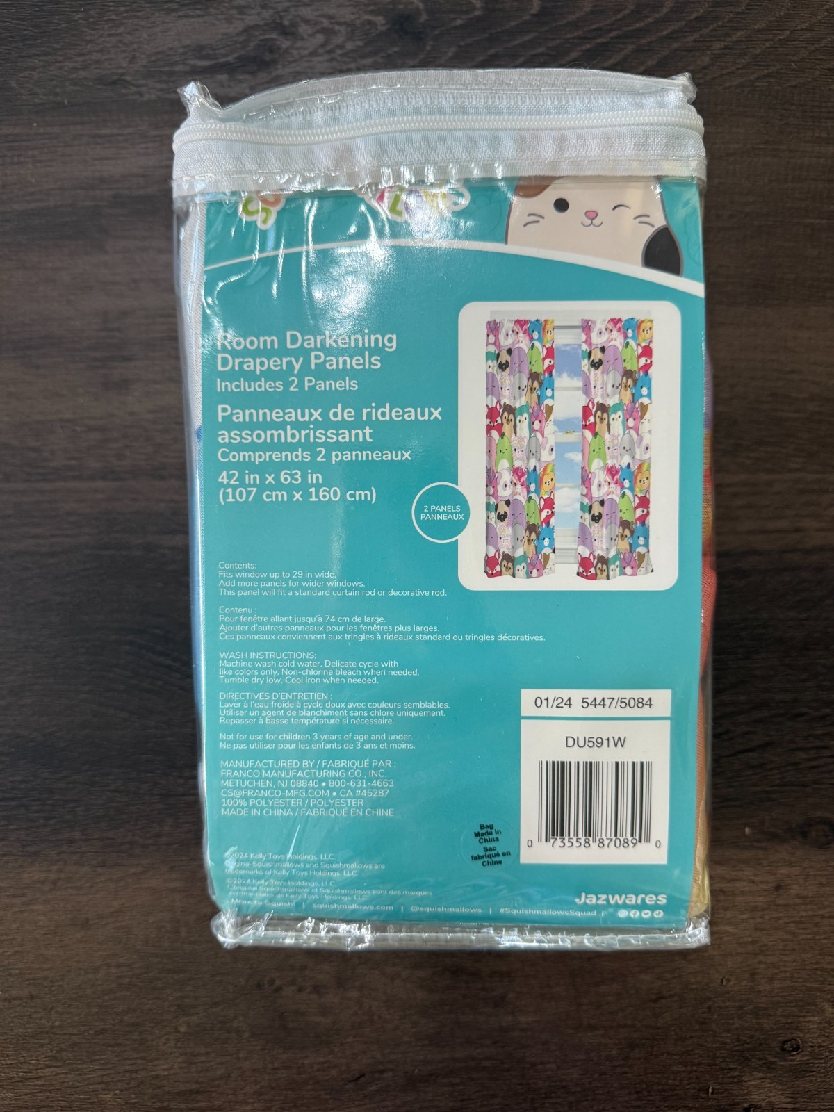 Squishmallows Room Darkening Drapery Window Curtain Panels 2pc 42×63