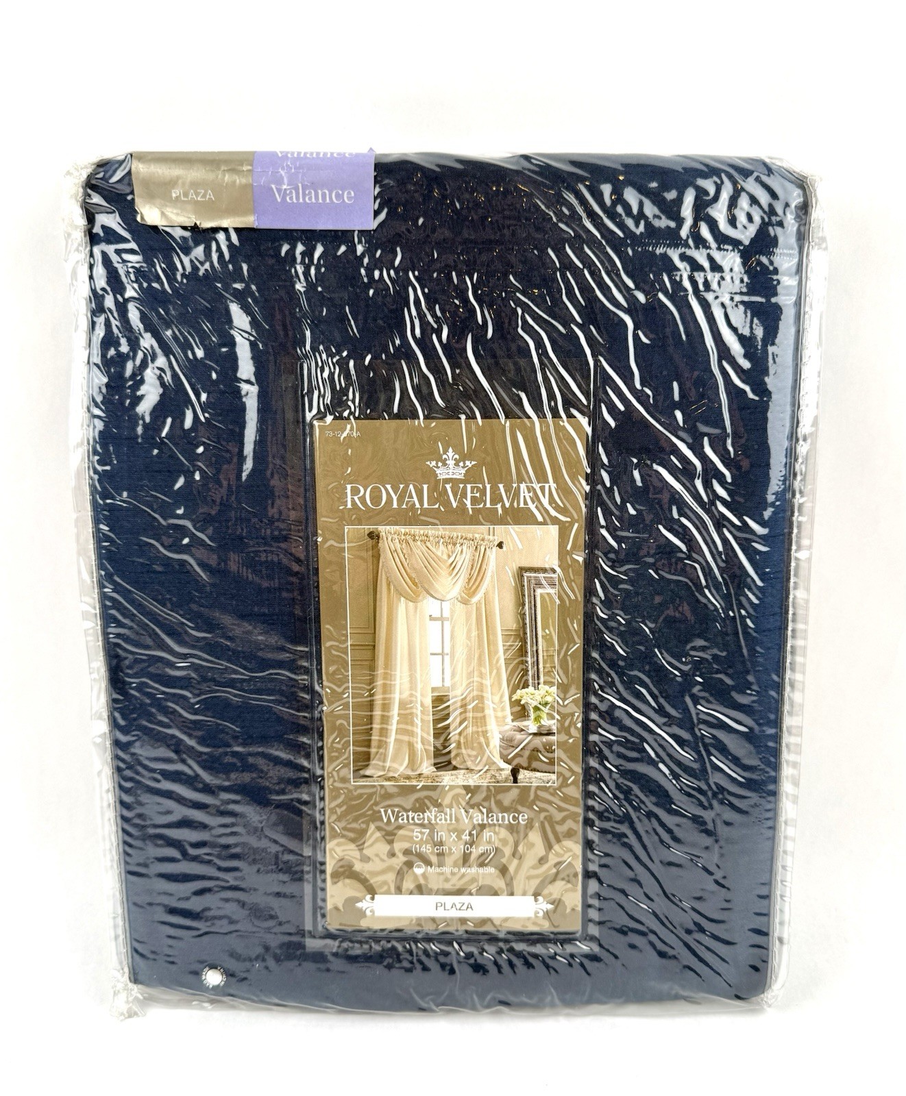 Constellation Blue Royal Velvet Plaza Waterfall Valence 57” X 41” 3” Rod Pocket