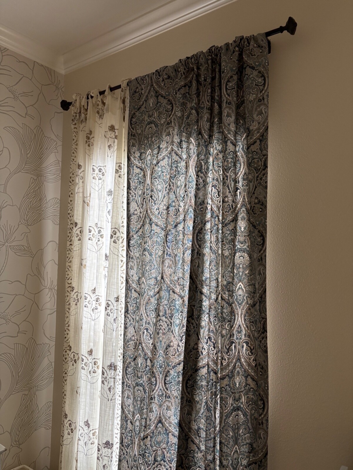 Pottery Barn Mckenna paisley drape panels in blue 96 inches