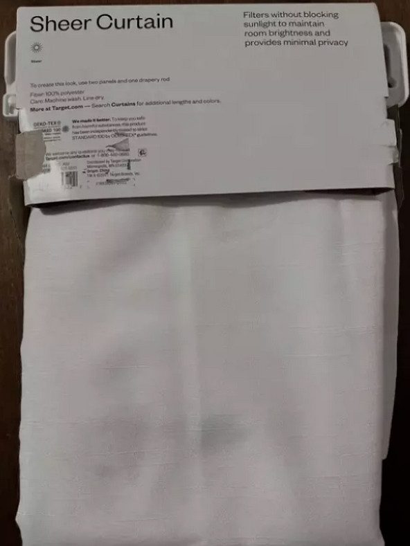 Room Essentials Rod Pocket White Crinkle Sheer Curtain One Panel 40in x 84in