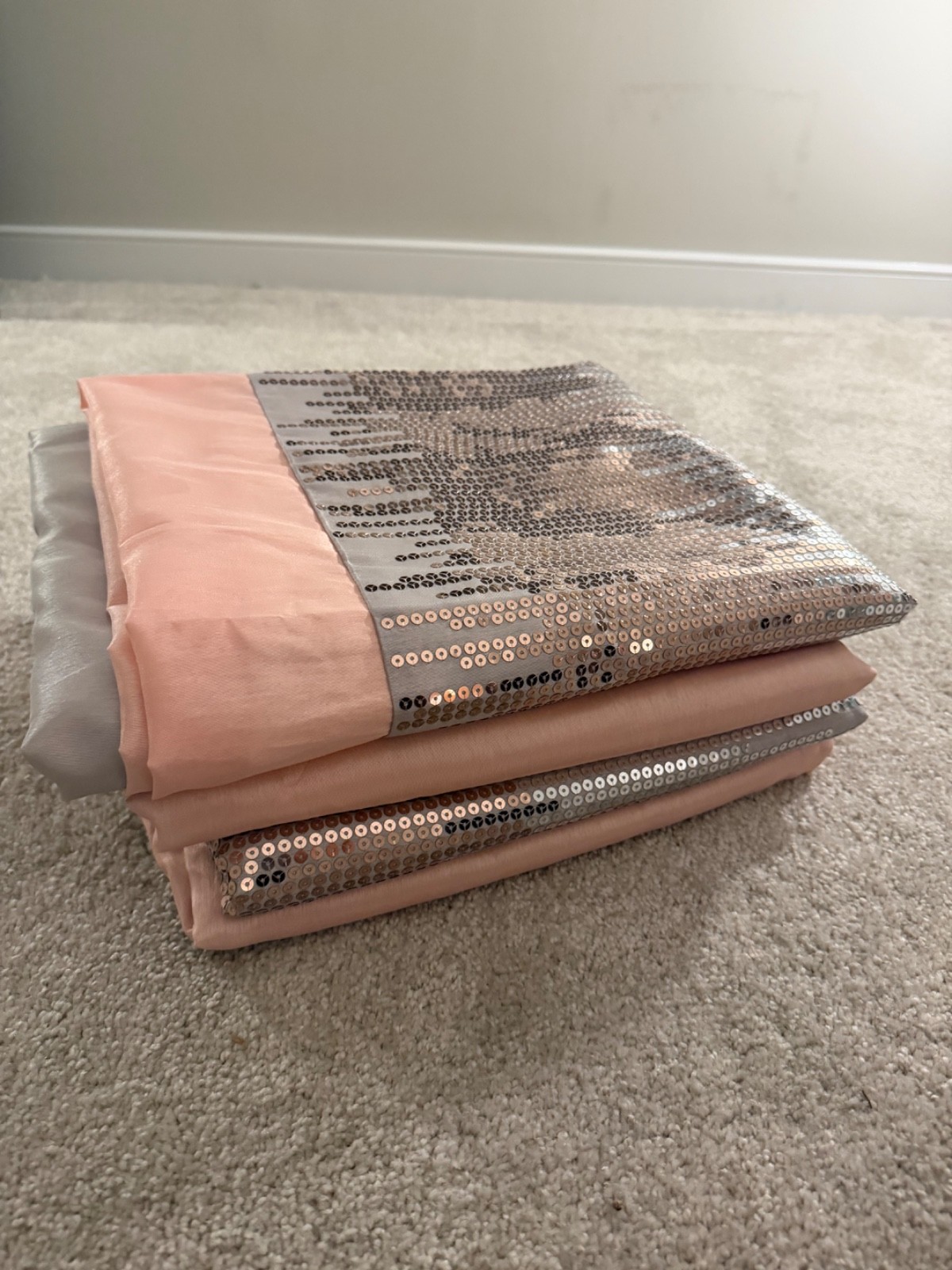 Night Sky Window Curtain Panels set of 4-42X84 Gray Blush Sequins Decor